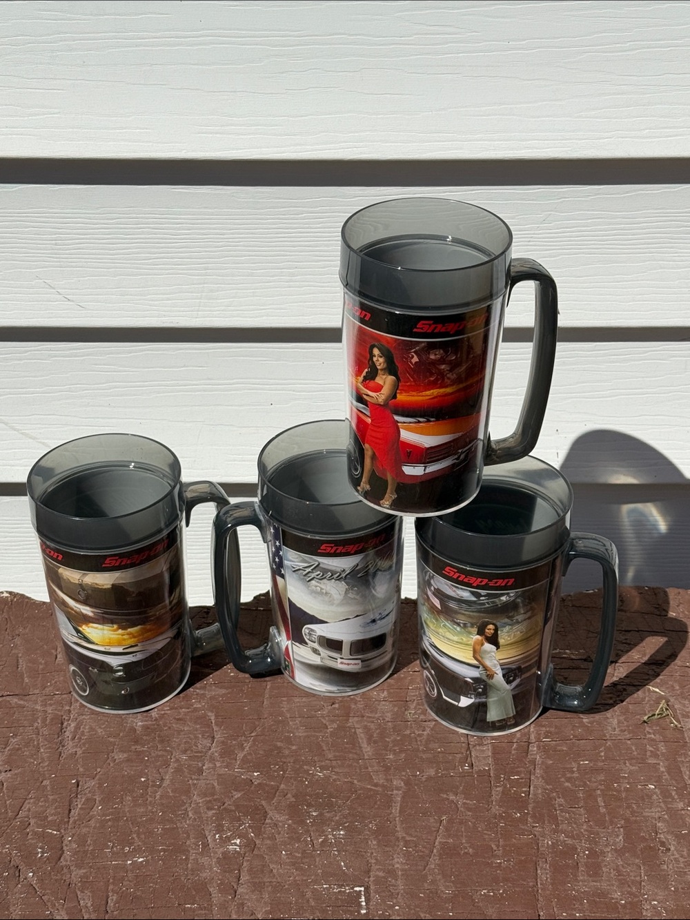 Snap On Tools Vintage Pin Up Girls Plastic Mugs January February March April ***
